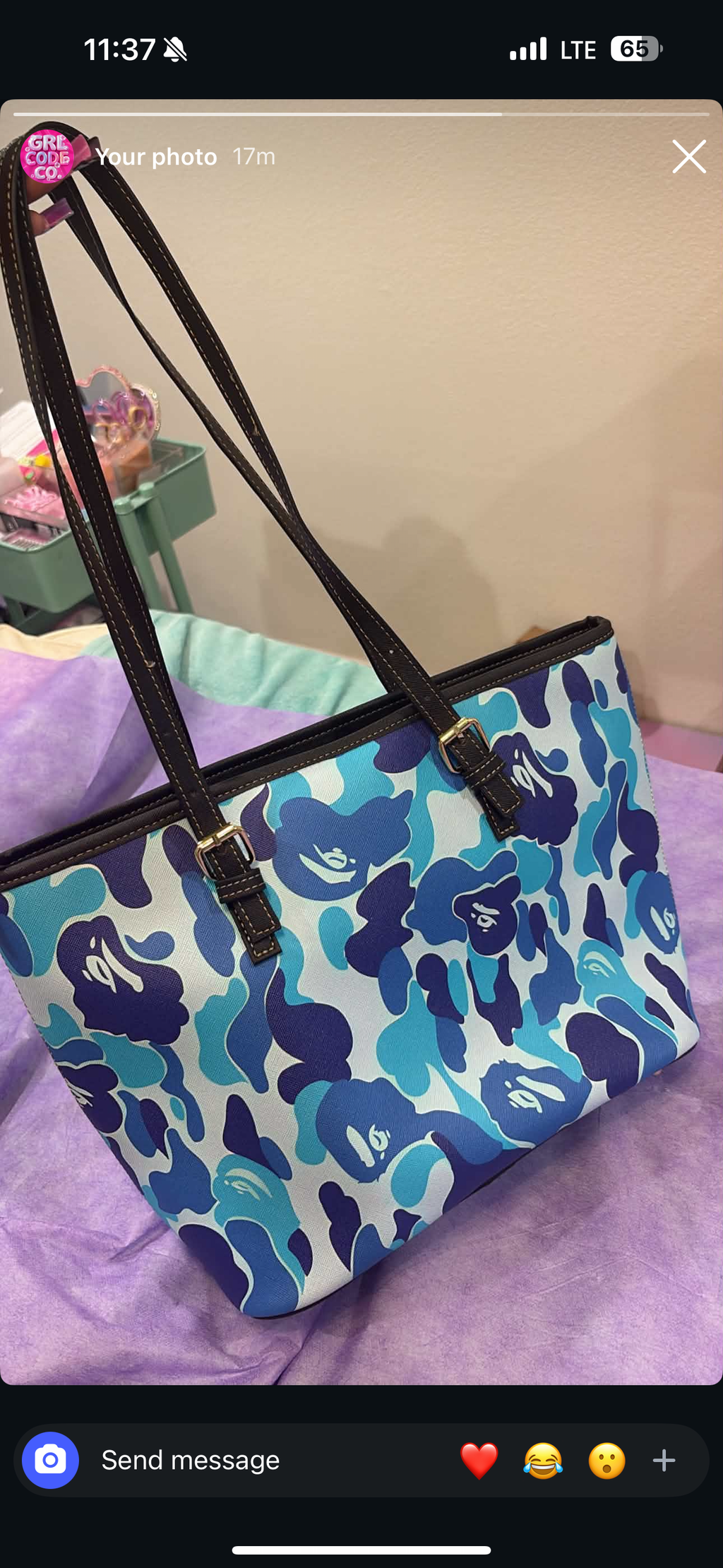 Blue code small tote